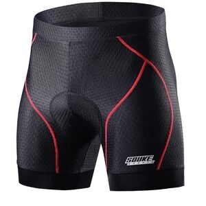 Souke Sports Mens Cycling Underwear Shorts 4D Padded Bike Liner Black Red XXL O4